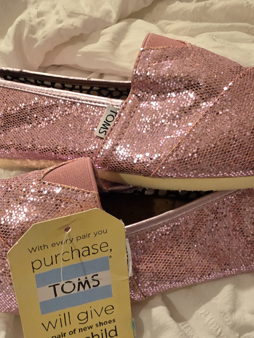 TOMS Women's Rose Pink Sequin Slip-On Moccasins
